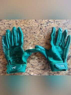 NT Green Athletic Football Gloves
